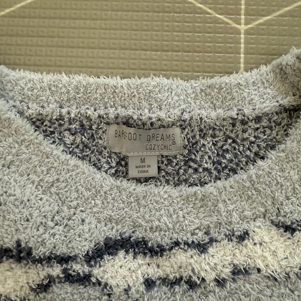 Barefoot Dreams Cozychic Seaside Crew Neck Sweater Size Medium Zebra Print - Picture 3 of 7